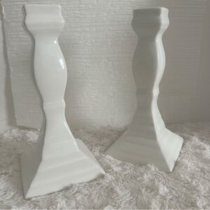 Mikasa French Countryside Candlestick Holders 7 1/4” White Set of 2